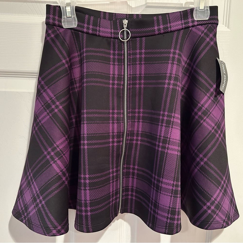 NWOT Hot Topic Purple and Black Plaid Skater Skirt